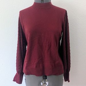 CeCe Long Sleeve Sweater with Sheer Sleeves
